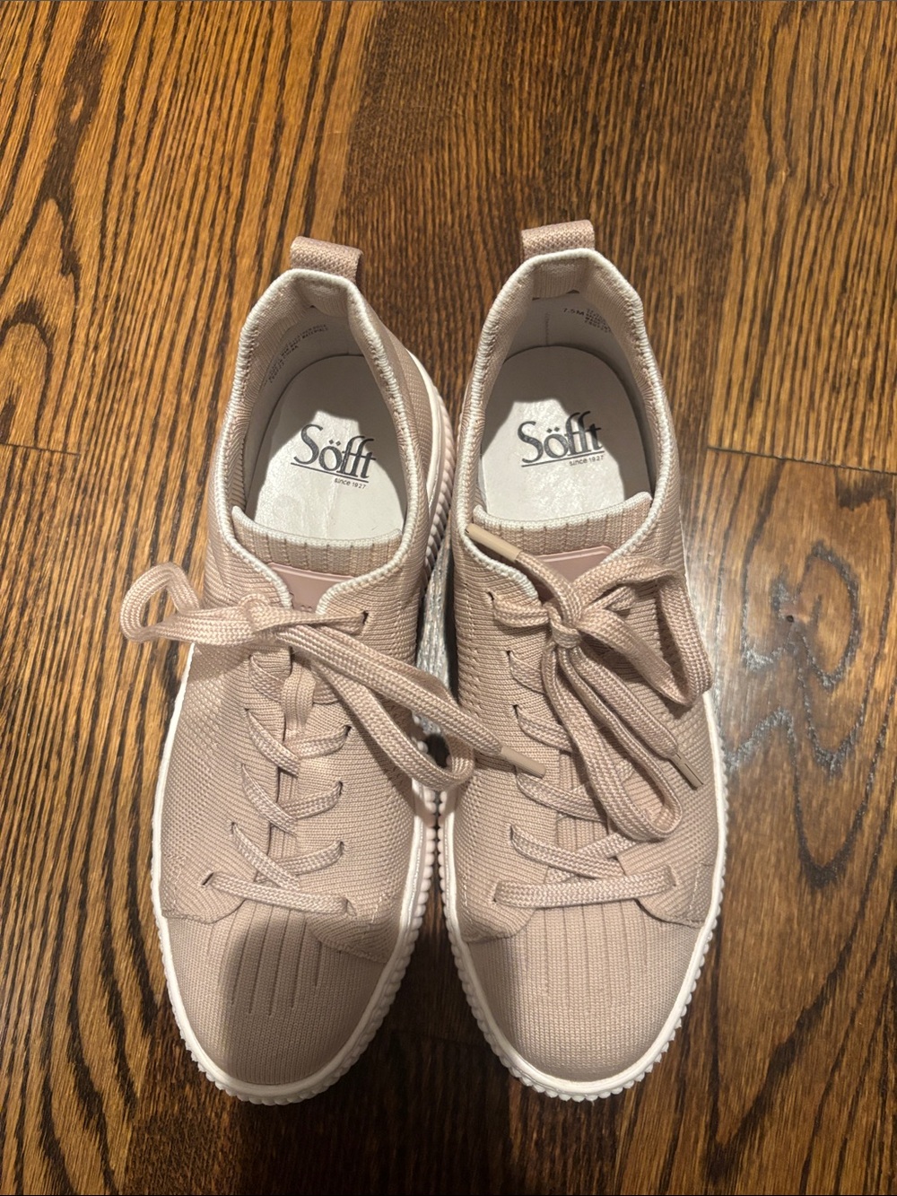 Sofft Blush Knit Lace-Up Sneakers